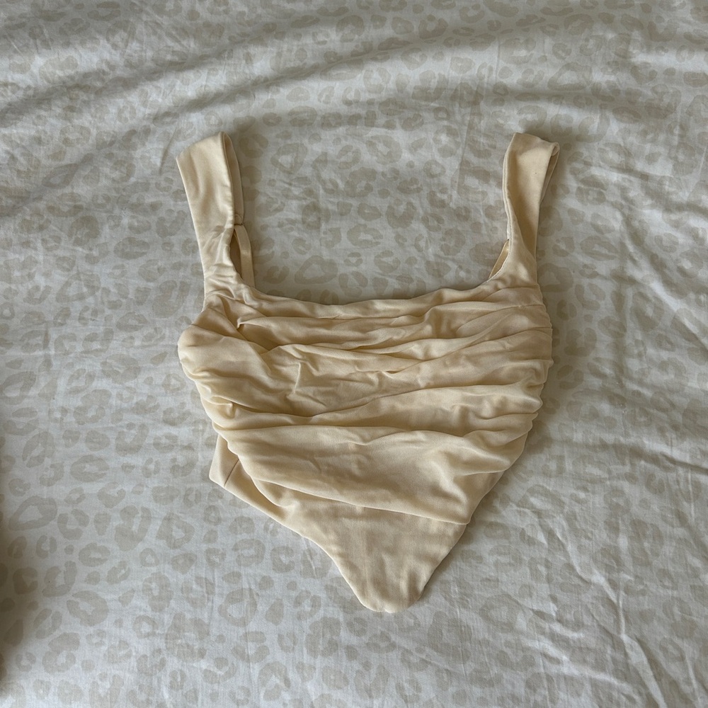 Cream Ruched corset top